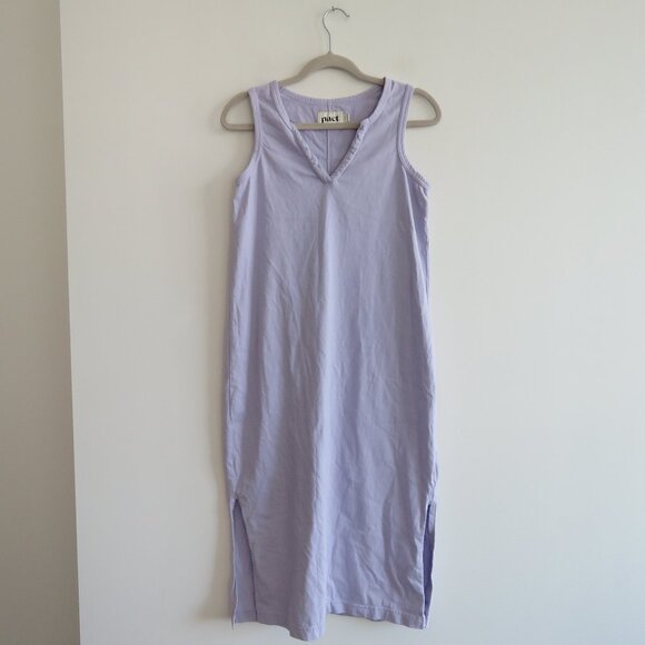 PACT The Frame Cotton Midi Dress in Lavender Purple Minimalist Travel - Size S - Picture 3 of 16
